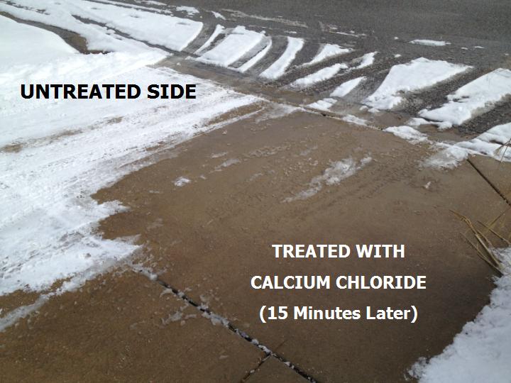 driveway treated with calcium